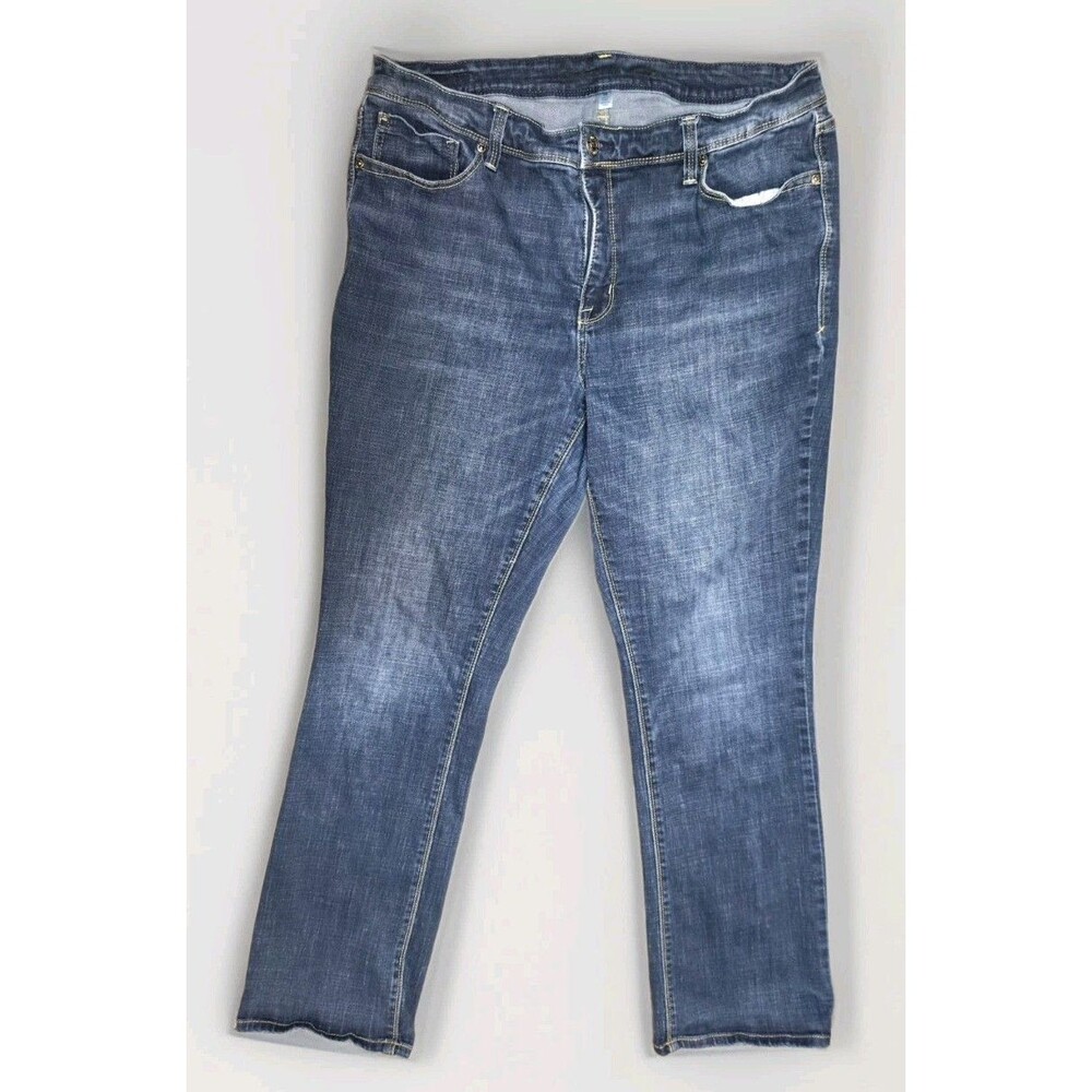 Seven7 Womens Jeans Size 18 Straight Blue Denim Medium Wash Stretch